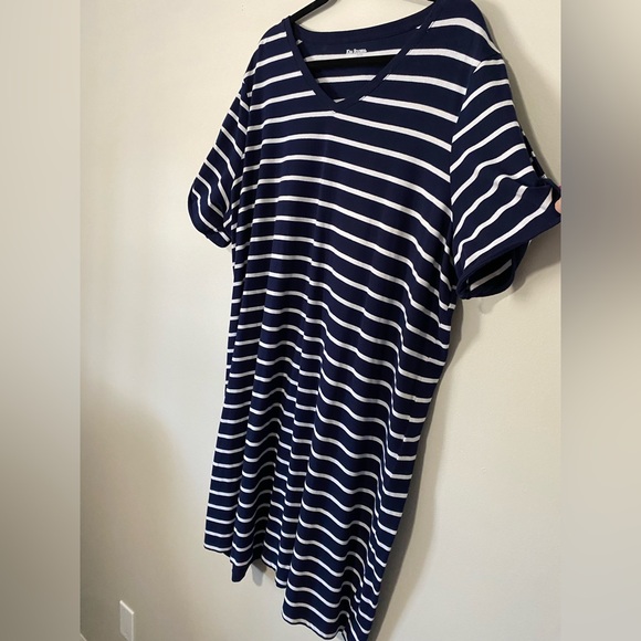 SOLD - Navy and White Striped Dress - Picture 5 of 7